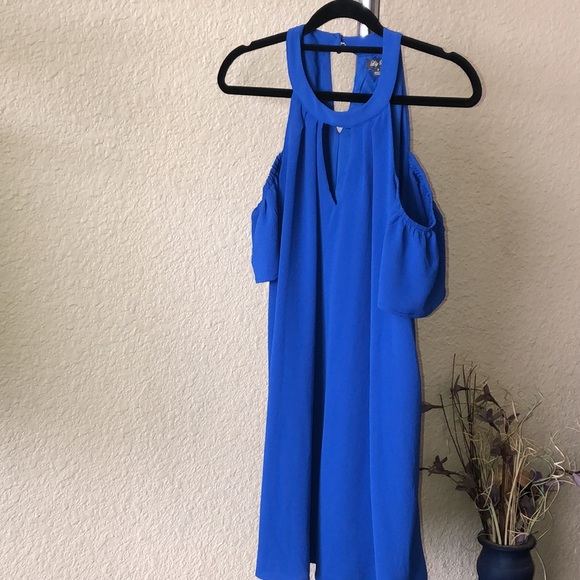 Lily Rose Royal Blue Cold Shoulder Dress - Picture 5 of 14